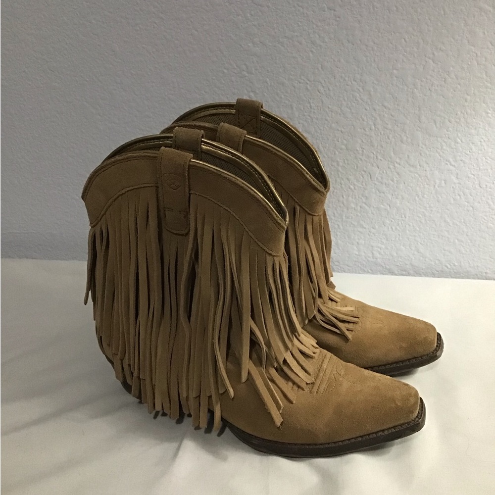 Ariat Gold Rush Western Brown Leather Fringe Boots